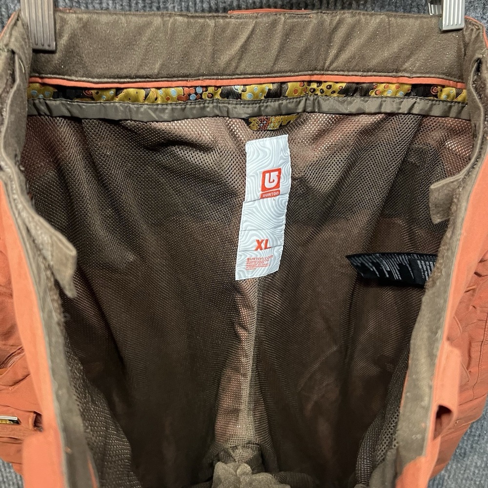 Burton Snow Pants Mens XL Orange Mesh Lined Insulated Waterproof Pockets - Picture 10 of 12